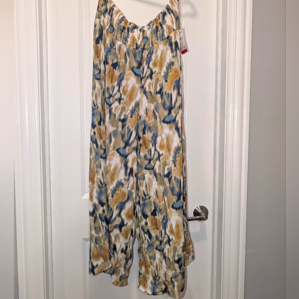 Vince Camuto Wide Leg Challis Pants - 1X, Watercolor Print NWT